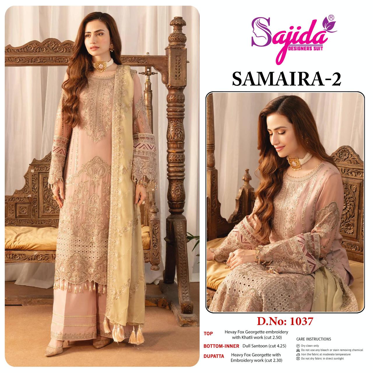 Sajida Samiar Vol-2 SD-1037 Wholesale Georgette Pakistani Suit - Image 2