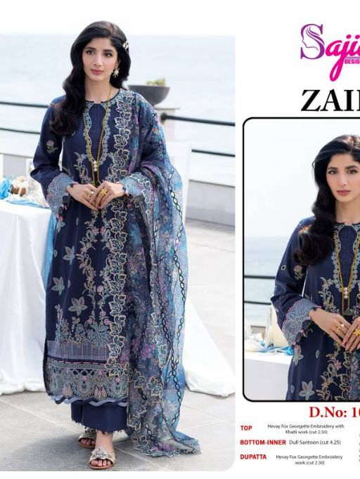 Sajida Zaira Style Wholesale Georgette Pakistani Suit Catalog - Image 3