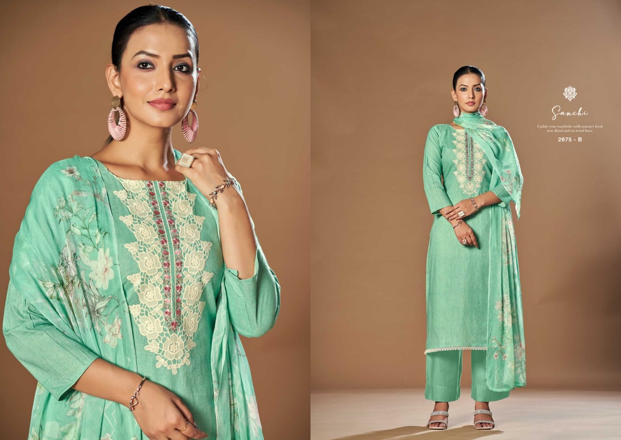 Sargam Sanchi Cotton Printed Embroidery Salwar Suits Collection - Image 4