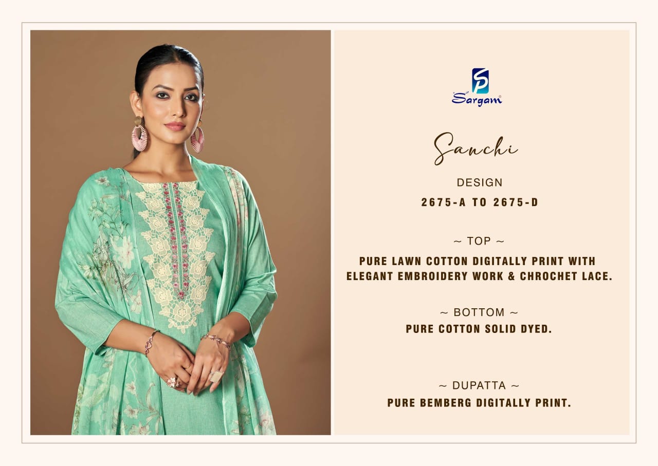 Sargam Sanchi Cotton Printed Embroidery Salwar Suits Collection - Image 7