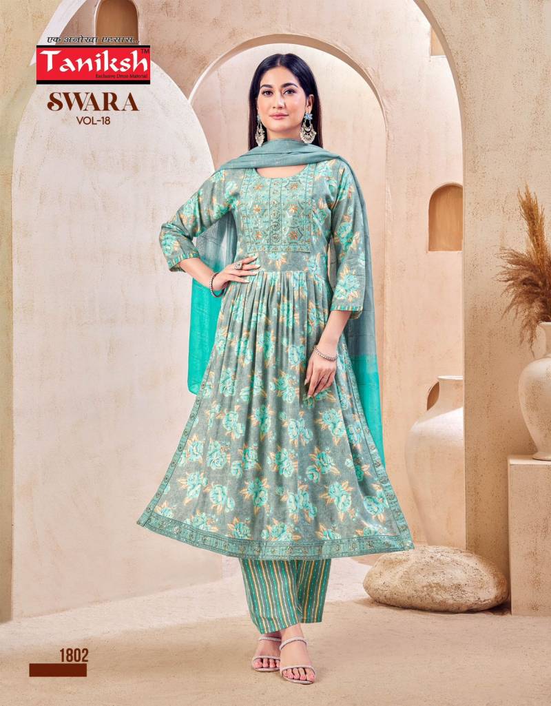 Taniksh Swara Vol 18 Wholesale Rayon Kurti With Bottom Dupatta Catalog - Image 4