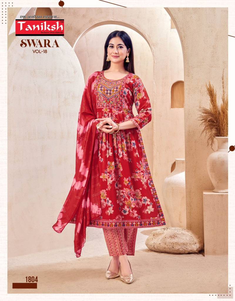 Taniksh Swara Vol 18 Wholesale Rayon Kurti With Bottom Dupatta Catalog - Image 6