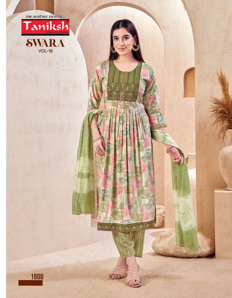Taniksh Swara Vol 18 Wholesale Rayon Kurti With Bottom Dupatta Catalog - Image 2