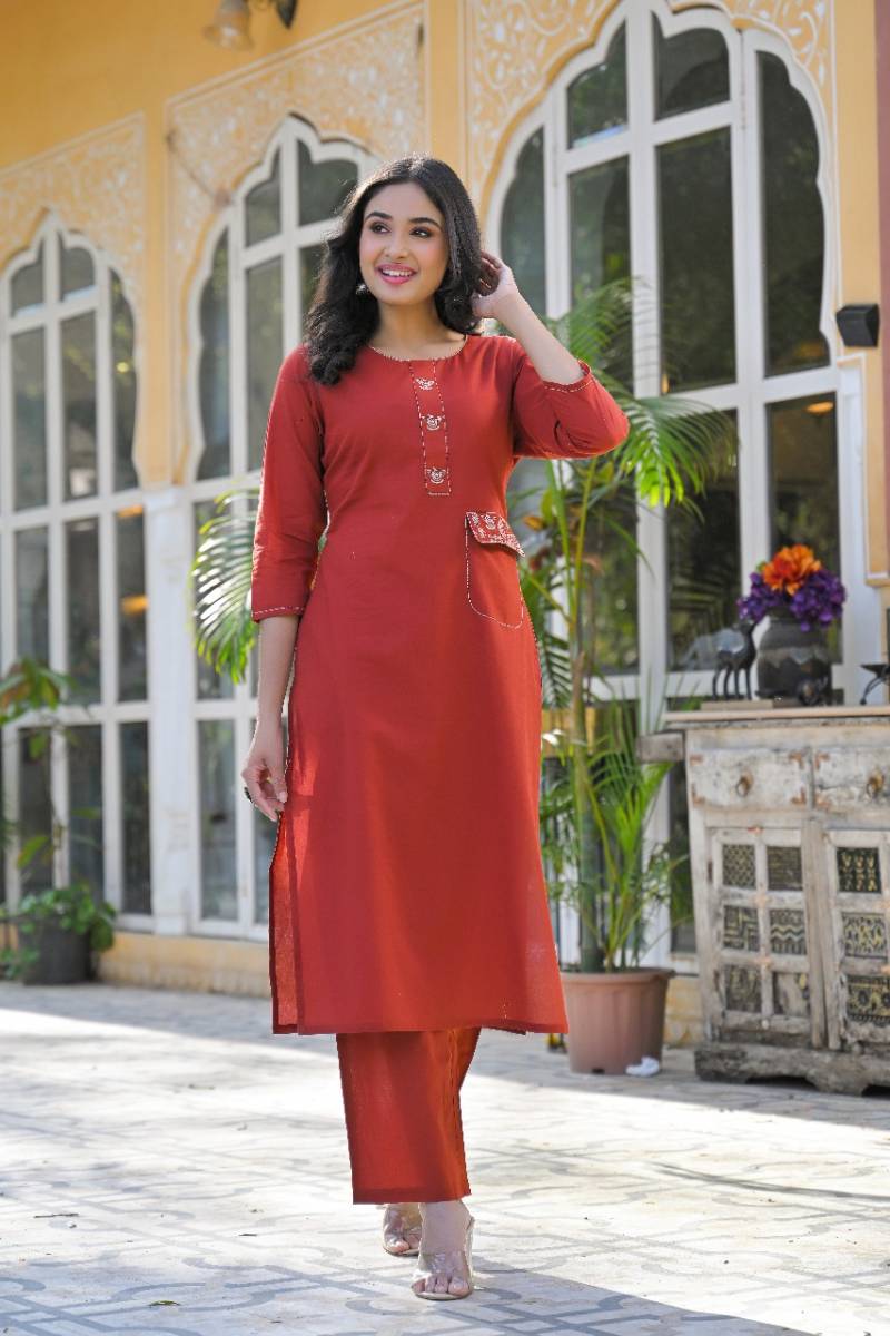 Tanyaa P 291 Cotton Handwork Touchup Kurti With Bottom Catalog - Image 3