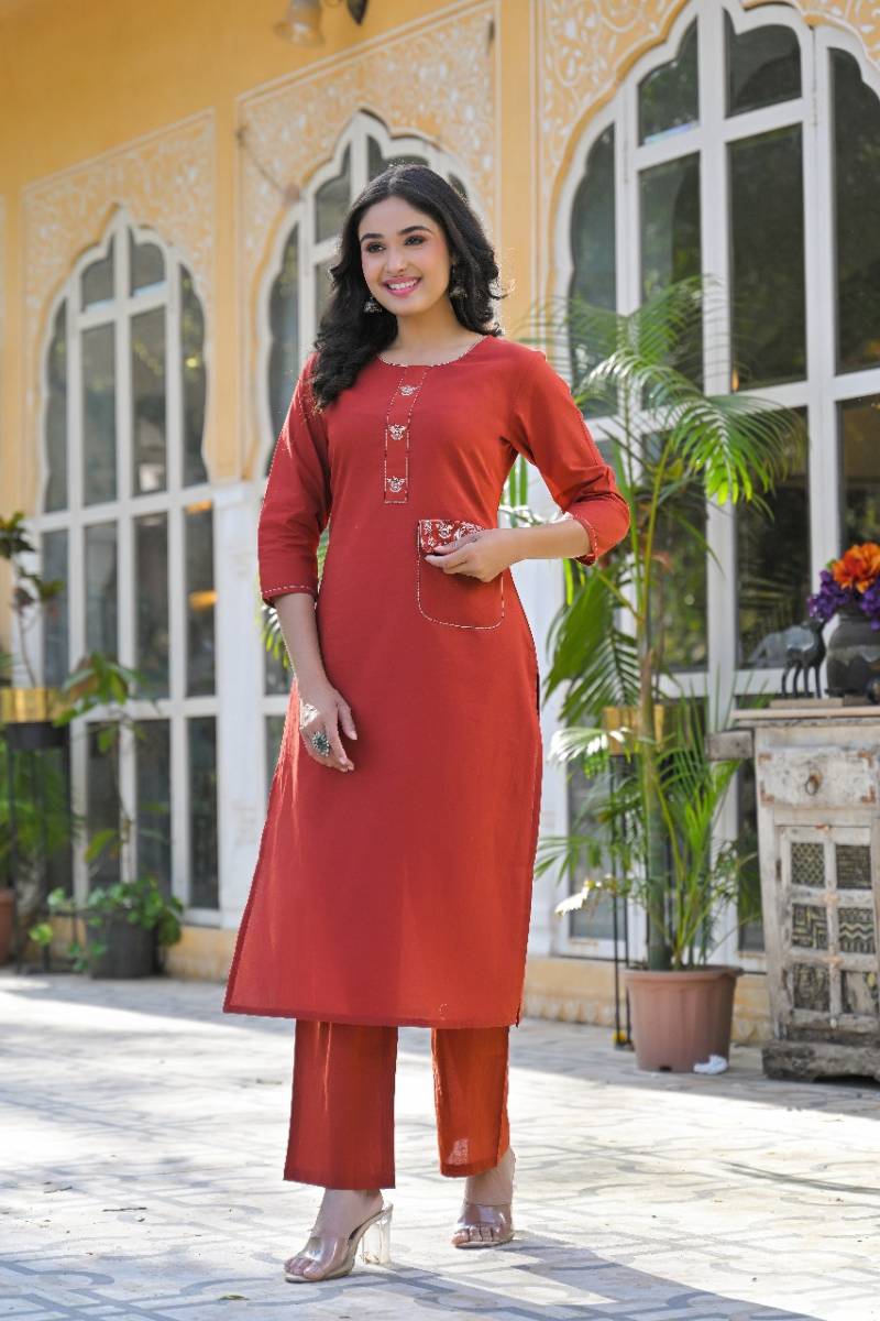 Tanyaa P 291 Cotton Handwork Touchup Kurti With Bottom Catalog - Image 2