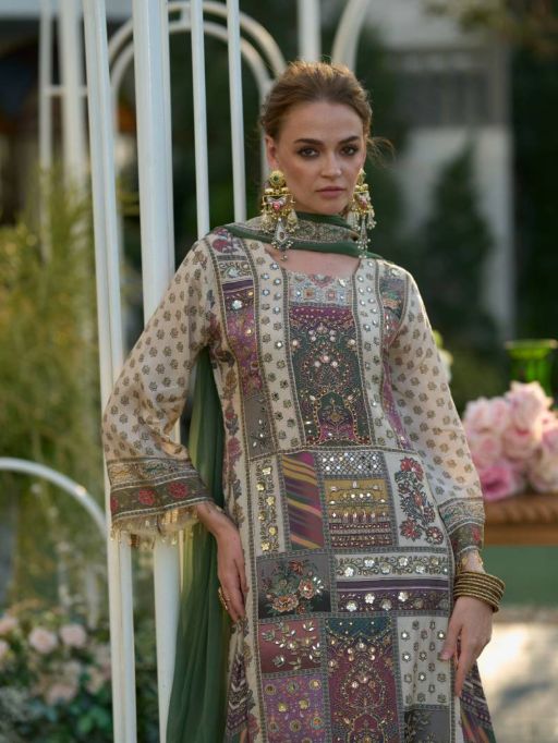 Tanyaa P 360 Natural Crepe Readymade Mirror Work Salwar Suit