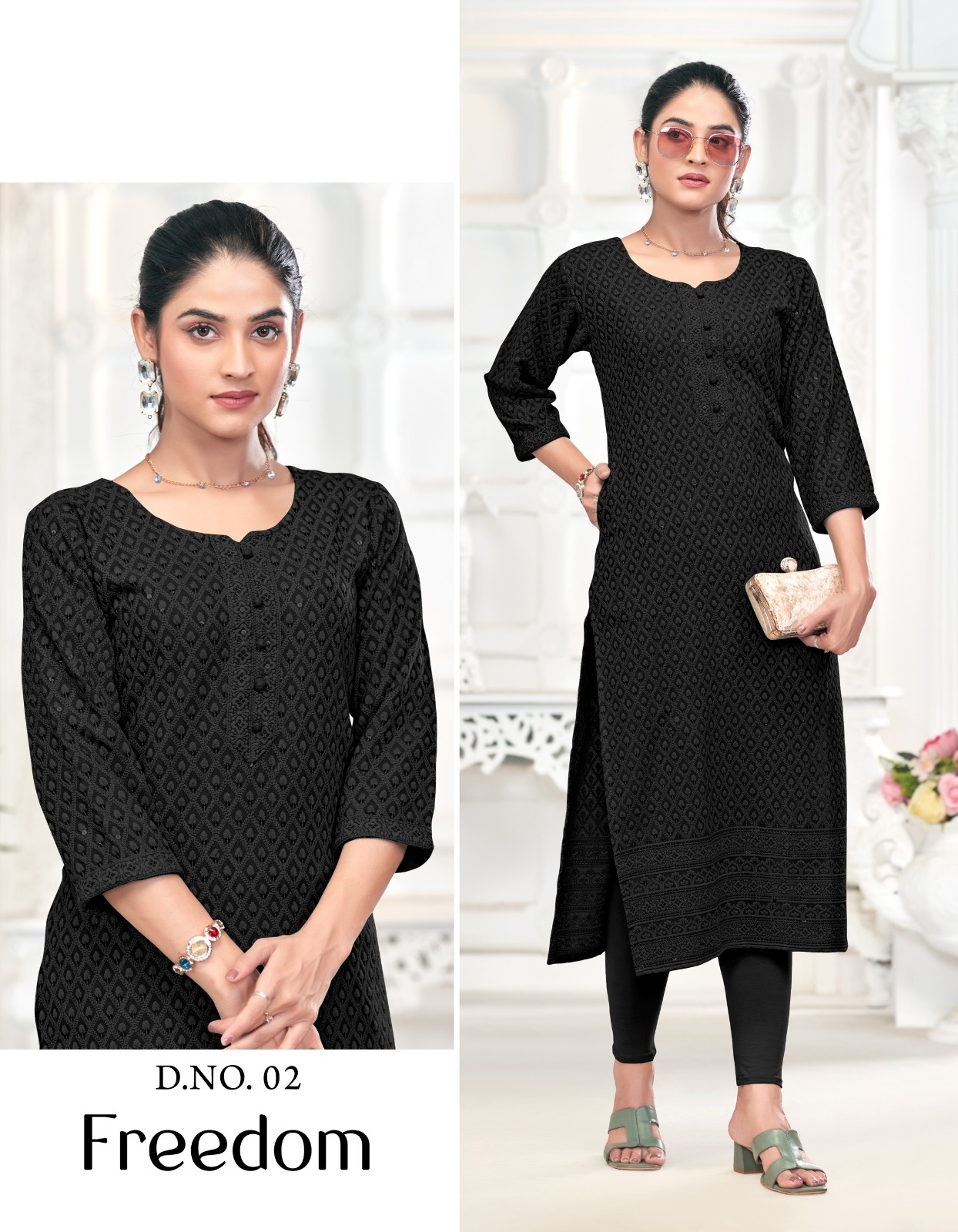 Tunic House Freedom Chikankari Wholesale Rayon Kurti Collection