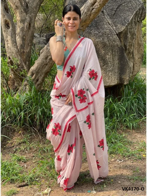 Vakratund Digital Print Chanderi Cotton Wholesale Saree - Image 5