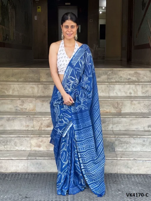 Vakratund Digital Print Chanderi Cotton Wholesale Saree - Image 6