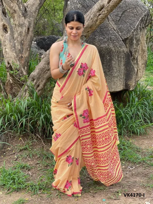 Vakratund Digital Print Chanderi Cotton Wholesale Saree - Image 2