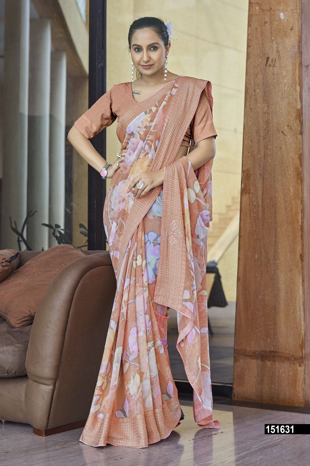 Vallabhi Sanrika Georgette Saree Floral Print Wholesale Catalog