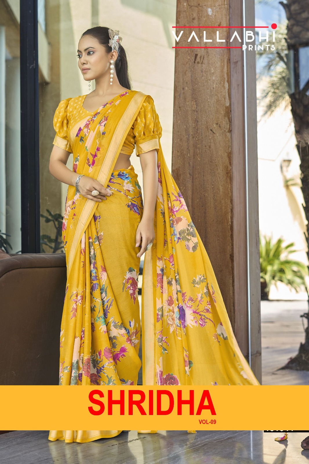 Vallabhi Shridha-09 Wholesale Floral Print Moss Georgette Saree Catalog
