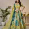 Vardan Alluring Bel Butti Golden Wedding Sangeet Lehenga Choli