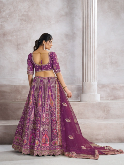 Vardan Ethnic Berry Purple Bridesmaid Designer Wedding Lehenga - Image 5