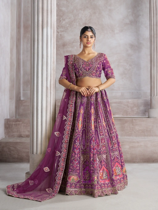 Vardan Ethnic Berry Purple Bridesmaid Designer Wedding Lehenga - Image 2