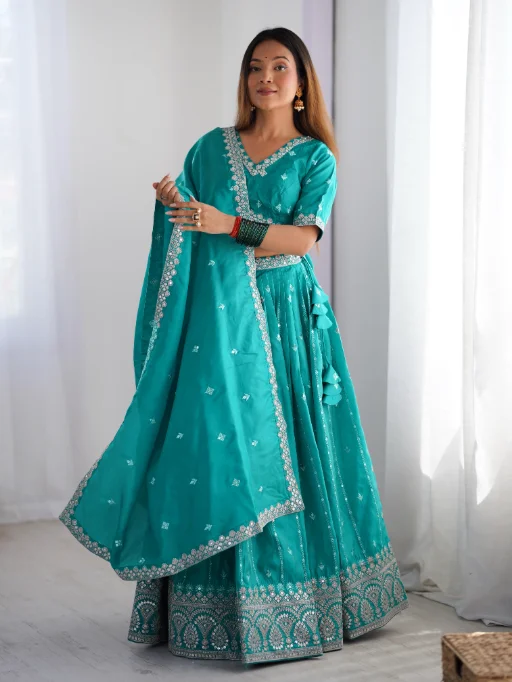 Vardan Ethnic SP-17 Rama Shimmer Silk Sequence Lehenga Collection - Image 3