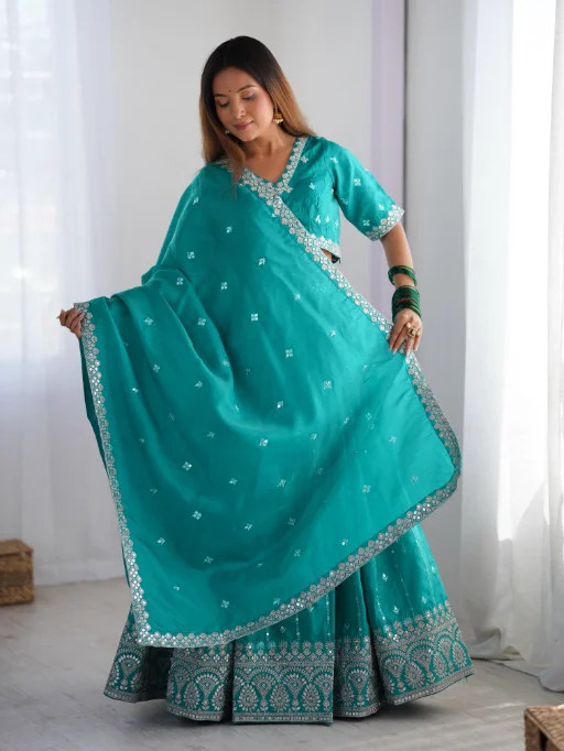 Vardan Ethnic SP-17 Rama Shimmer Silk Sequence Lehenga Collection - Image 4