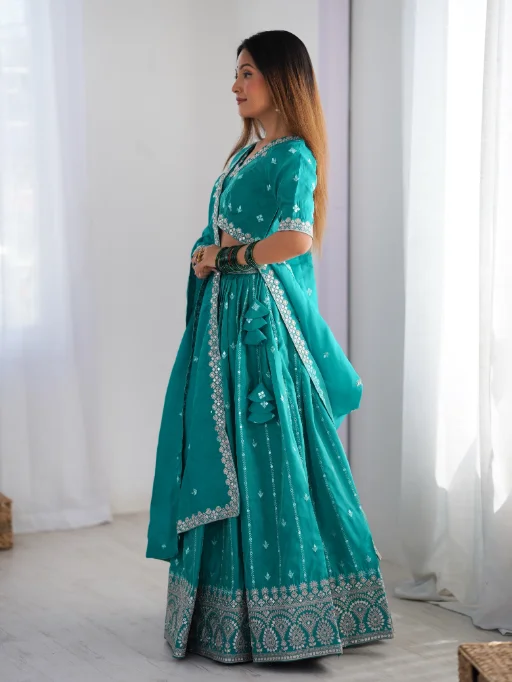 Vardan Ethnic SP-17 Rama Shimmer Silk Sequence Lehenga Collection - Image 5