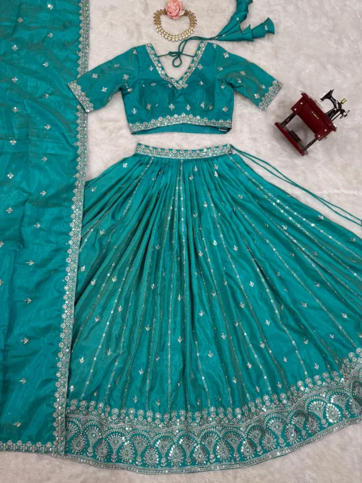 Vardan Ethnic SP-17 Rama Shimmer Silk Sequence Lehenga Collection - Image 6