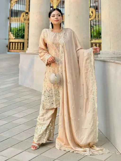 Vardan NSR-839 Wholesale Chinnon Silk Salwar Kameez Catalog