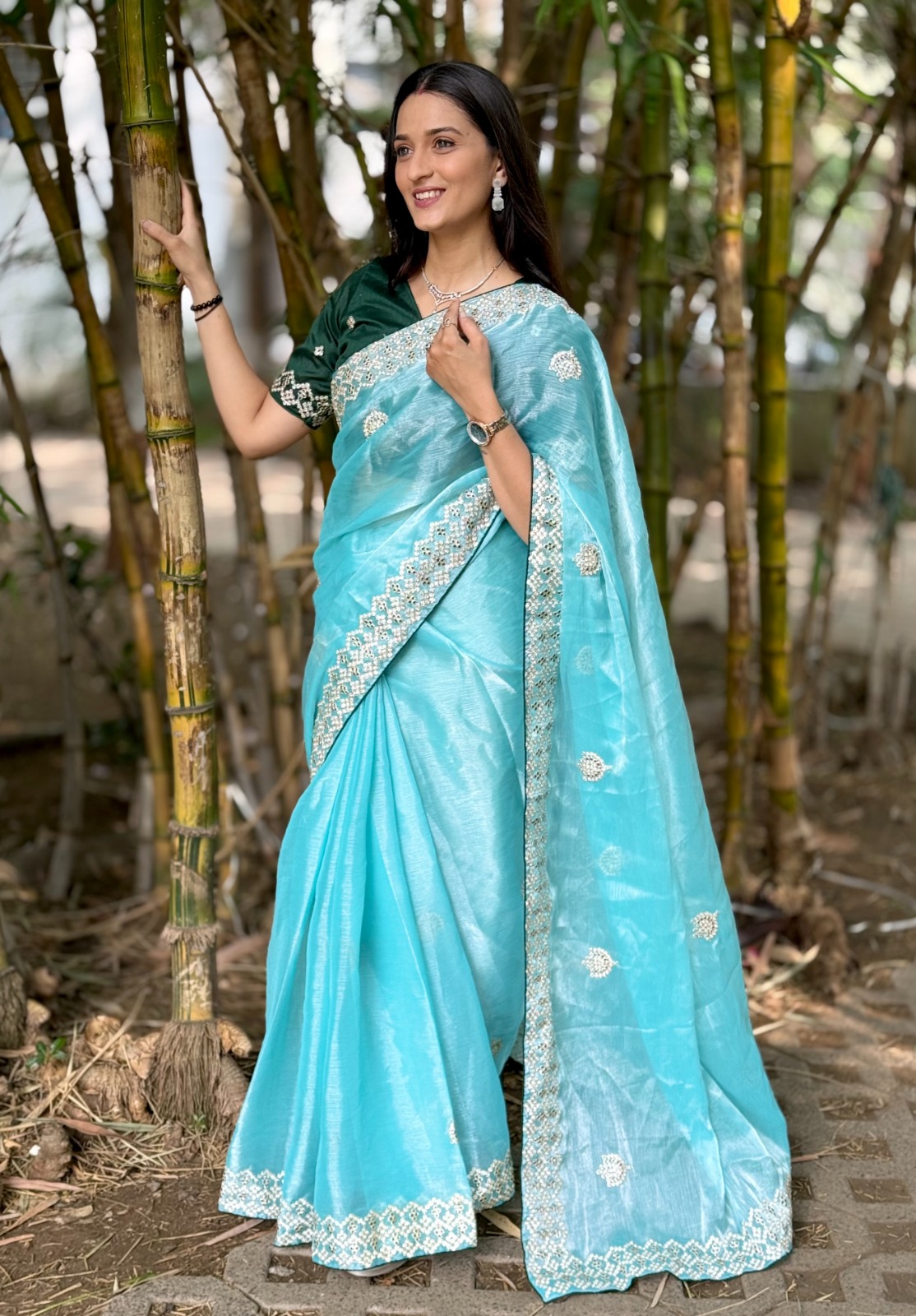 Vardan PURE JIMMY CHOO EMBROIDERY WORK C PALLU SAREE - Image 2