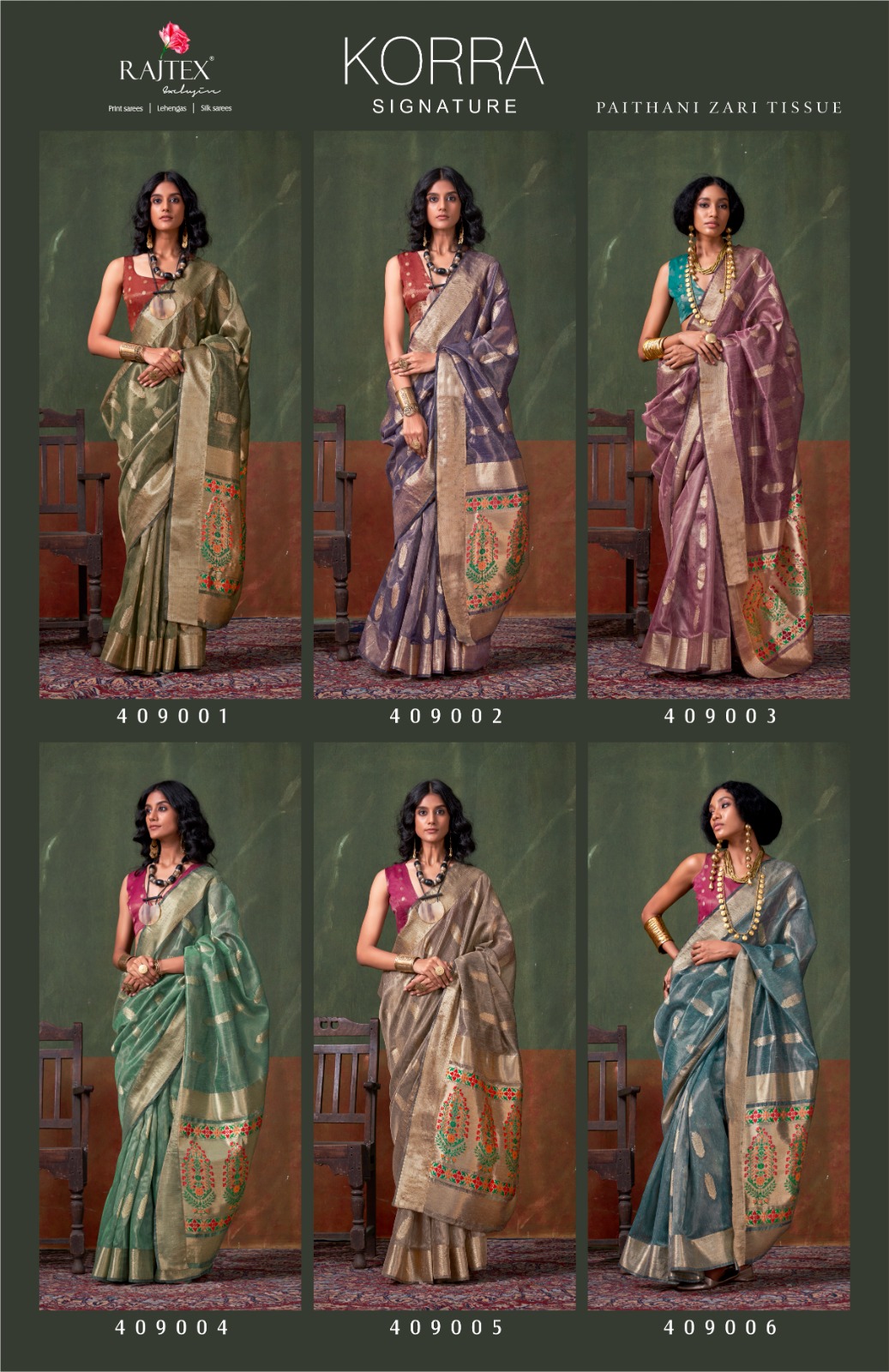 Raj Tex Korra Signature Paithani Zari Tissue Sarees Wholesale Catalog - Image 7