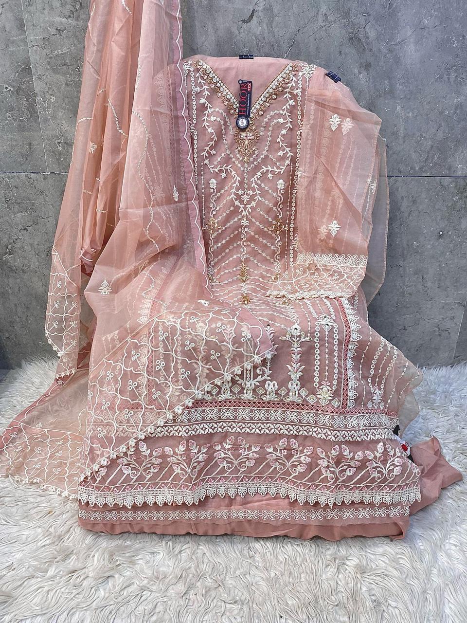 Hoor Tex OR-89 A to D Wholesale Organza Pakistani Suit - Image 2