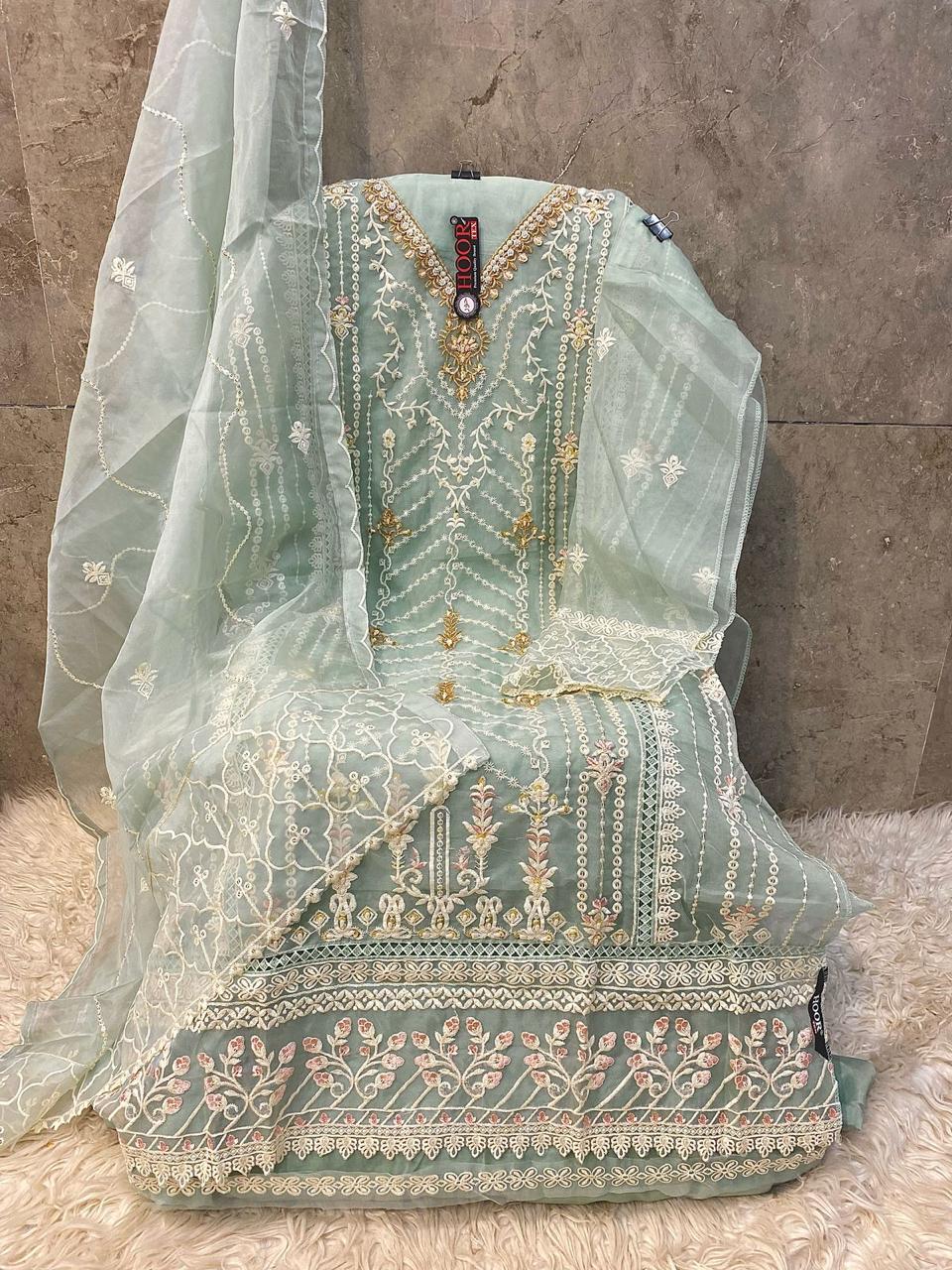 Hoor Tex OR-89 A to D Wholesale Organza Pakistani Suit - Image 3