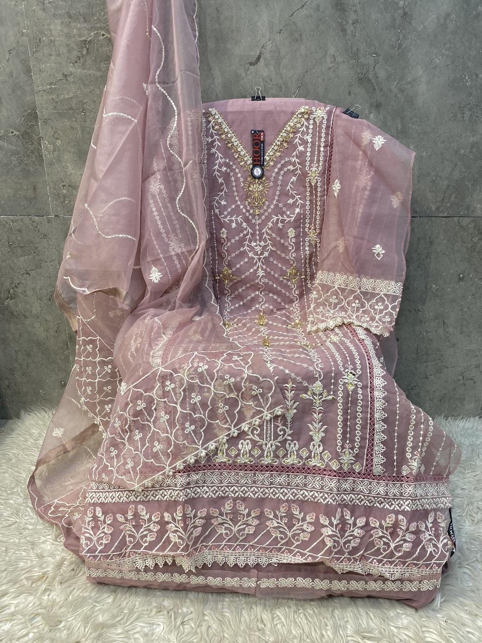 Hoor Tex OR-89 A to D Wholesale Organza Pakistani Suit - Image 4