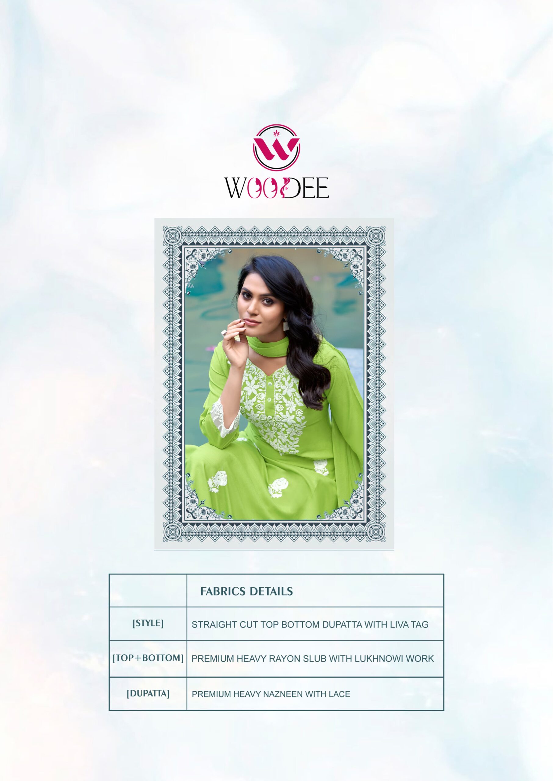 Woodee White Lotus Wholesale Rayon Slub Kurti with Bottom Dupatta — Wholesale Kurtis, Woodee wholesale from Surat - Gallery Image 9