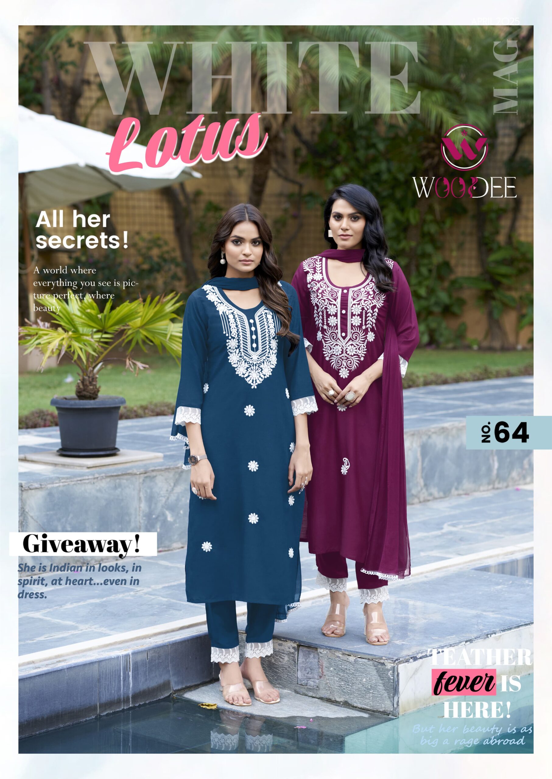 Woodee White Lotus Wholesale Rayon Slub Kurti with Bottom Dupatta — Wholesale Kurtis, Woodee wholesale from Surat — view 1
