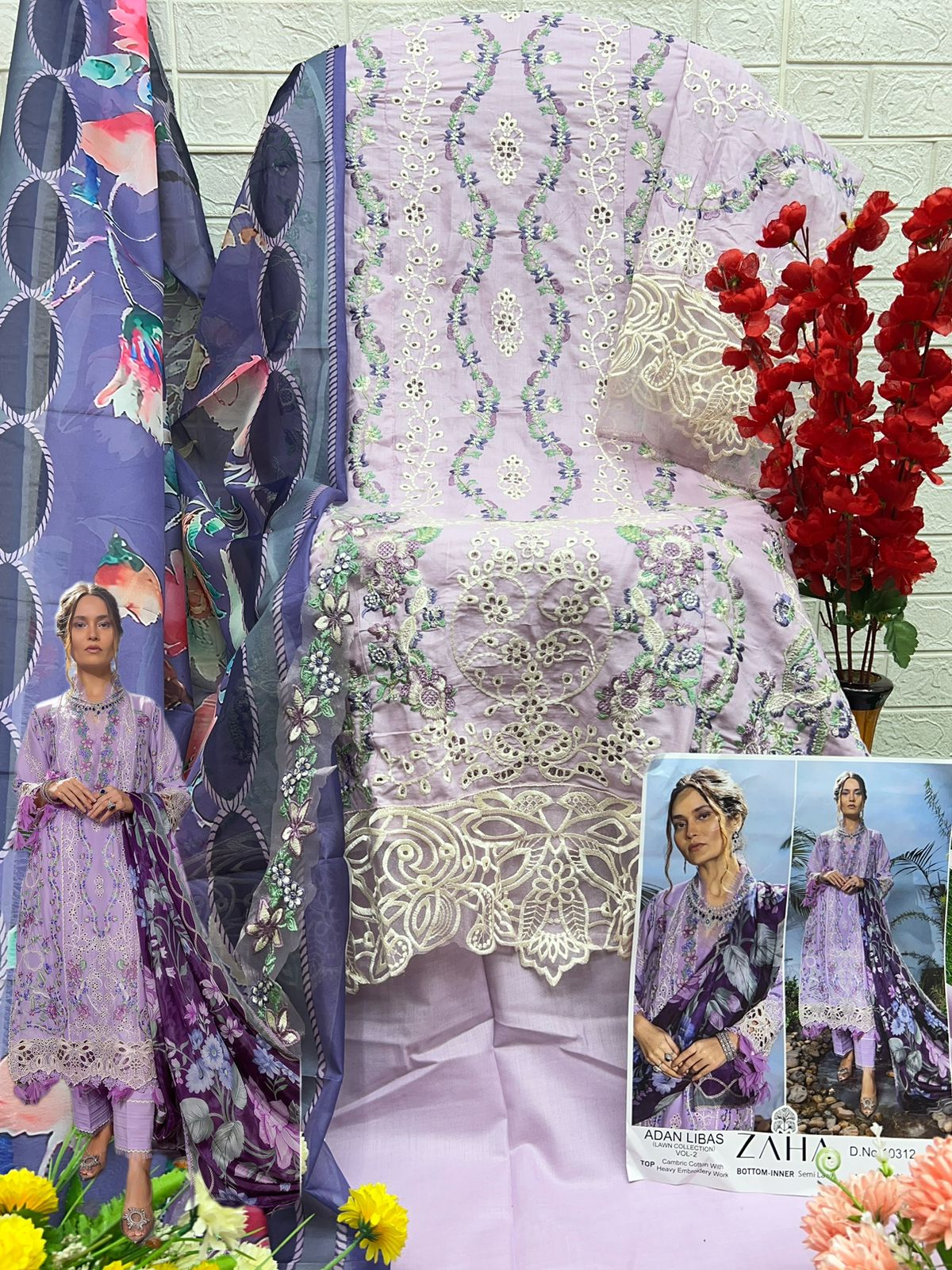 Zaha Adan Libas Vol 2 Wholesale Pure Cotton Pakistani Suit Embroidery Catalog - Image 9