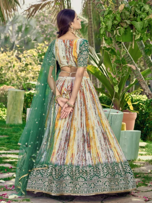 Zeel 5051-Green Chinon Silk Reception Wear Lehenga - Image 3