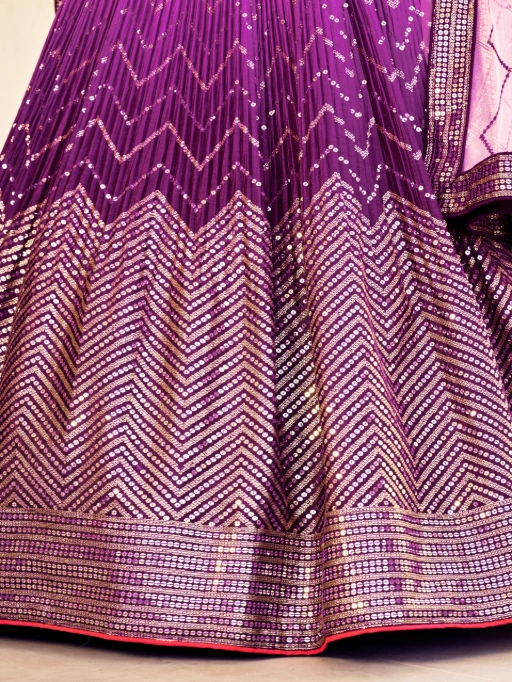 Zeel 5057-Purple Art Silk Reception Wear Lehenga - Image 3
