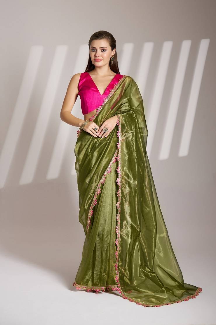Ziva 35 Party Wear Twin net Stylish Wholesale Saree Collection - Image 3