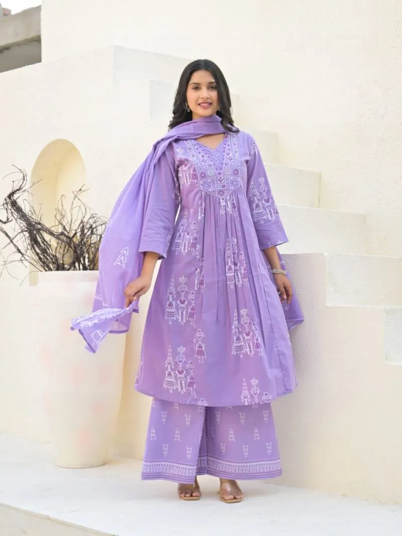 Tanyaa P 334 Mul Cotton A Line Flair Kurti Bottom With Dupatta Catalog