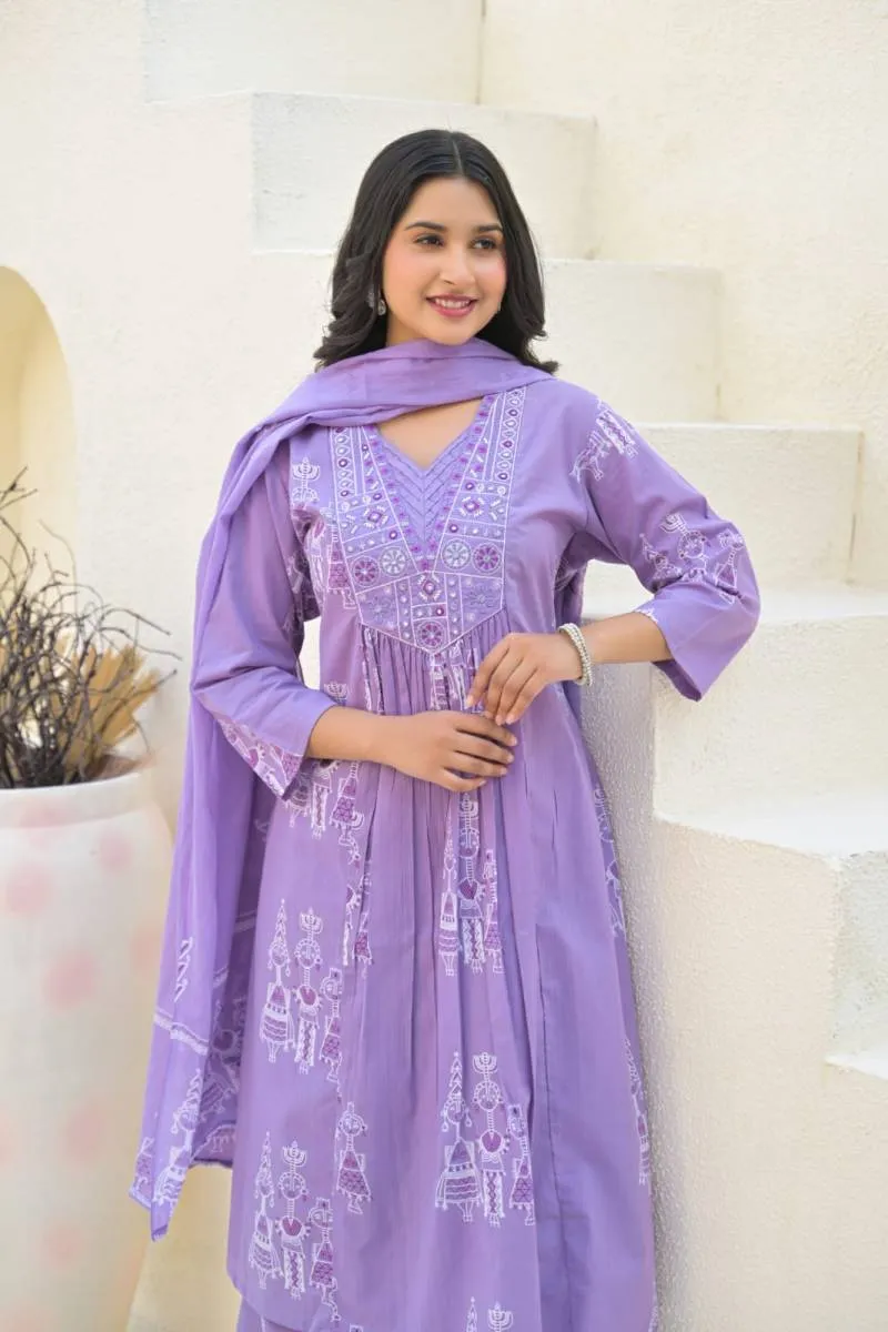 Tanyaa P 334 Mul Cotton A Line Flair Kurti Bottom With Dupatta Catalog - Image 2