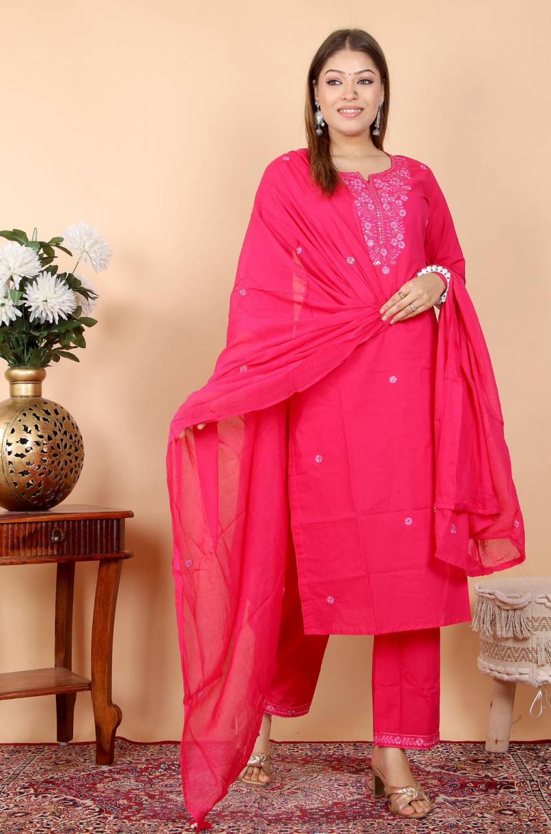 Naisha K 64 Neck Embroidered Work Kurti Bottom With Dupatta Catalog - Image 2