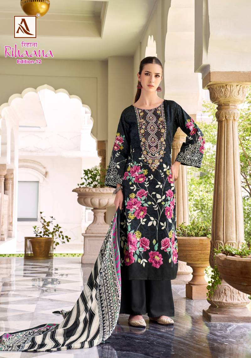 Alok Rihaana Edition 12  Cambric Cotton Embroidered Dress Material