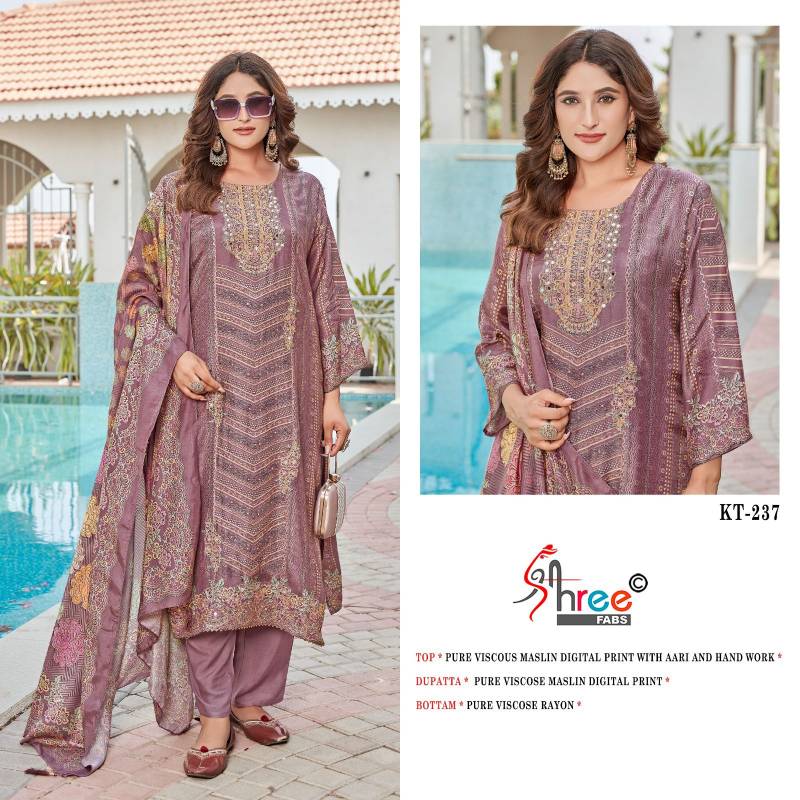 Shree Kt 237 Viscose Maslin Digital Printed Salwar Suits Catalog