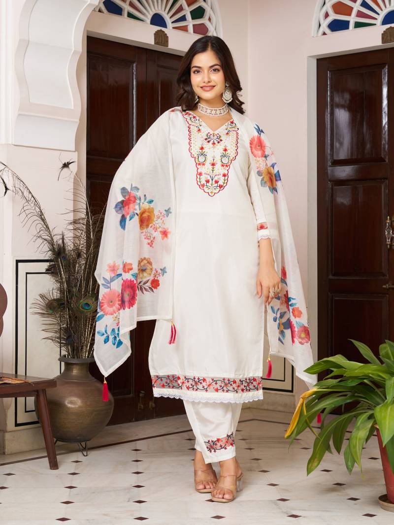 Lally 01 Chanderi Silk Kurti Bottom With Dupatta Set