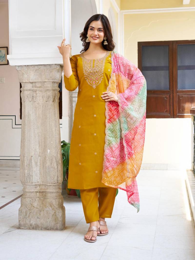 Satruhee 01 Viscose Chanderi Casual Wear Readymade Suit