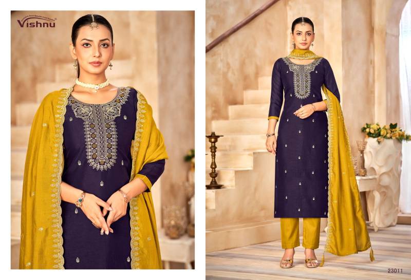Vishnu Haseena Vichitra Silk Dress Material Catalog - Image 9