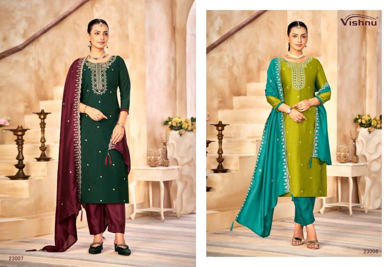 Vishnu Haseena Vichitra Silk Dress Material Catalog - Image 5