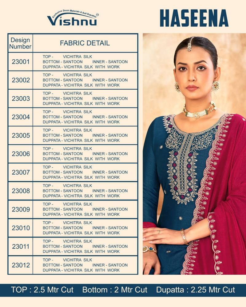 Vishnu Haseena Vichitra Silk Dress Material Catalog - Image 2