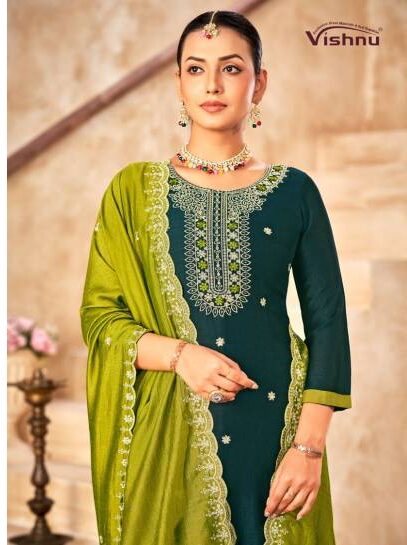 Vishnu Haseena Vichitra Silk Dress Material Catalog