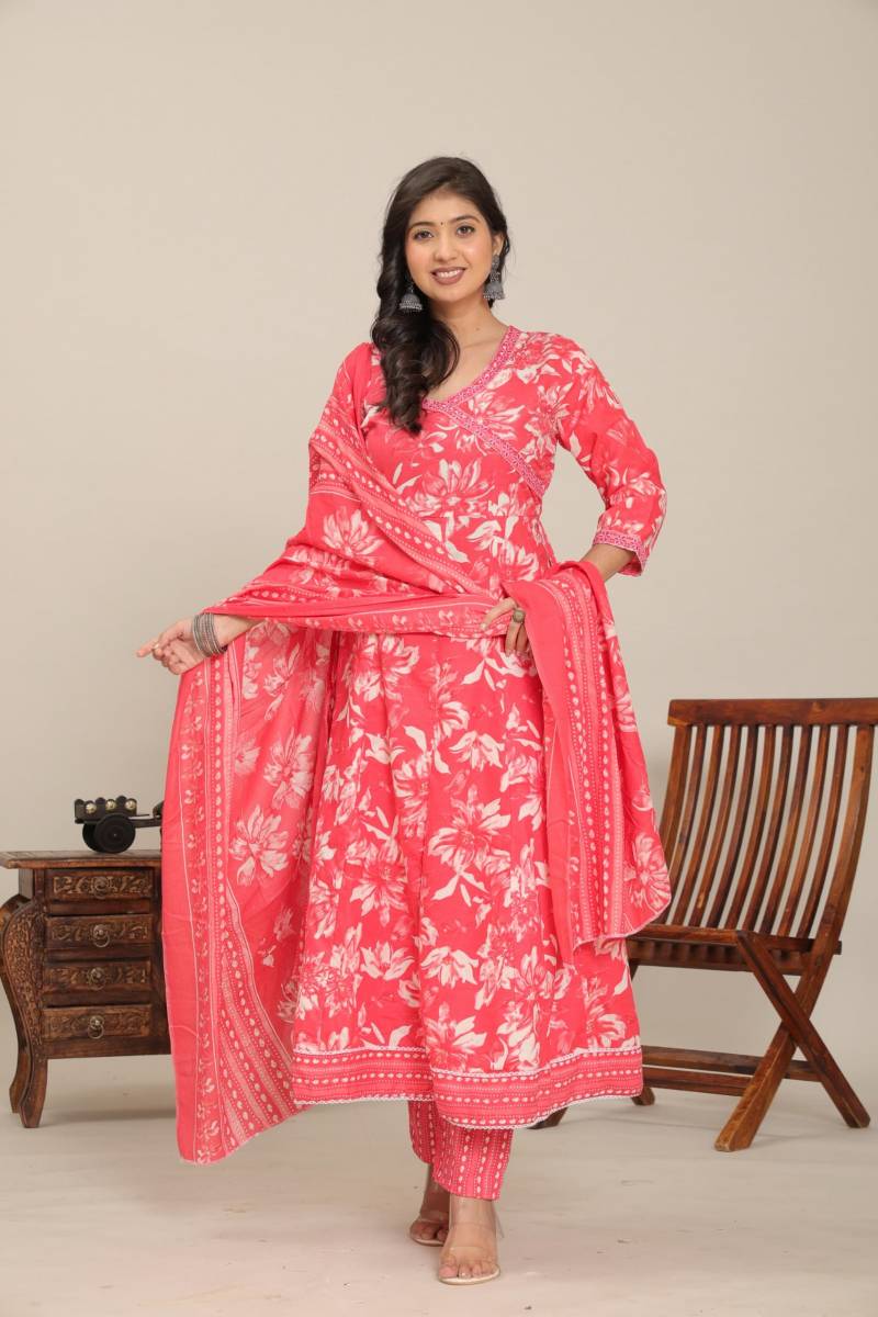 Jaipuri Flaired 01 Cotton Kurti Bottom With Dupatta Set