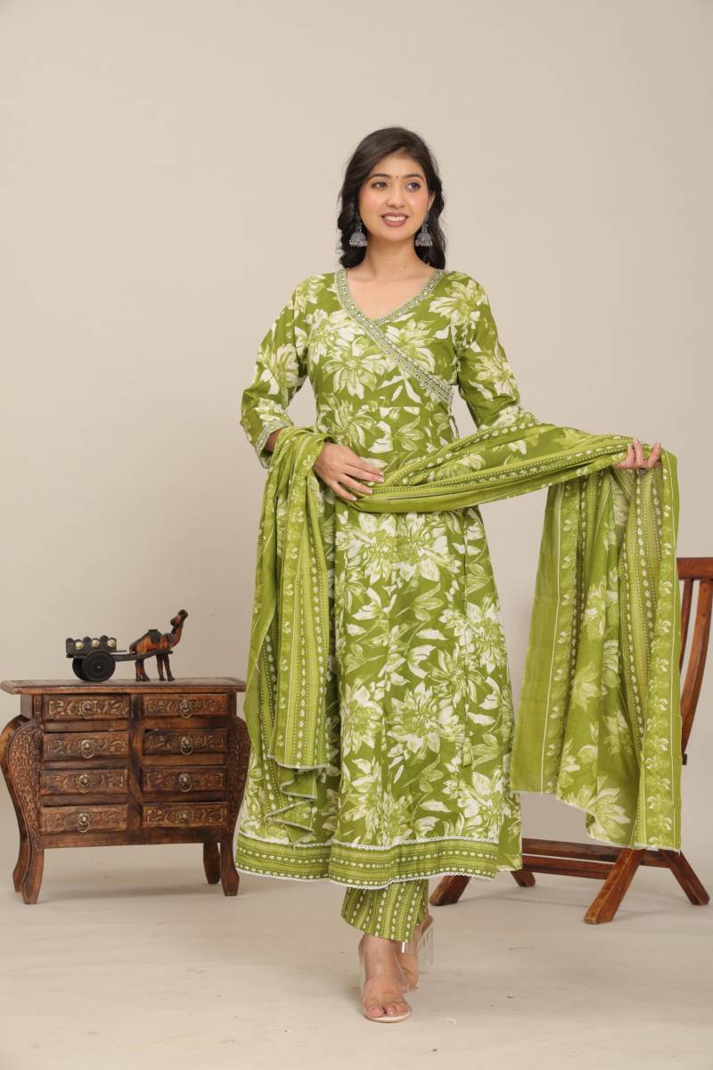 Jaipuri Flaired 01 Cotton Kurti Bottom With Dupatta Set - Image 9