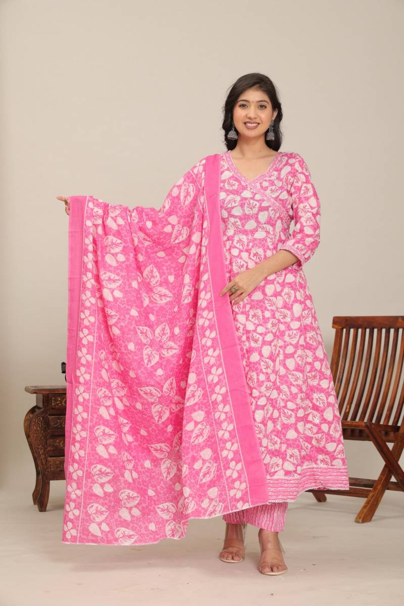 Jaipuri Flaired 01 Cotton Kurti Bottom With Dupatta Set - Image 7