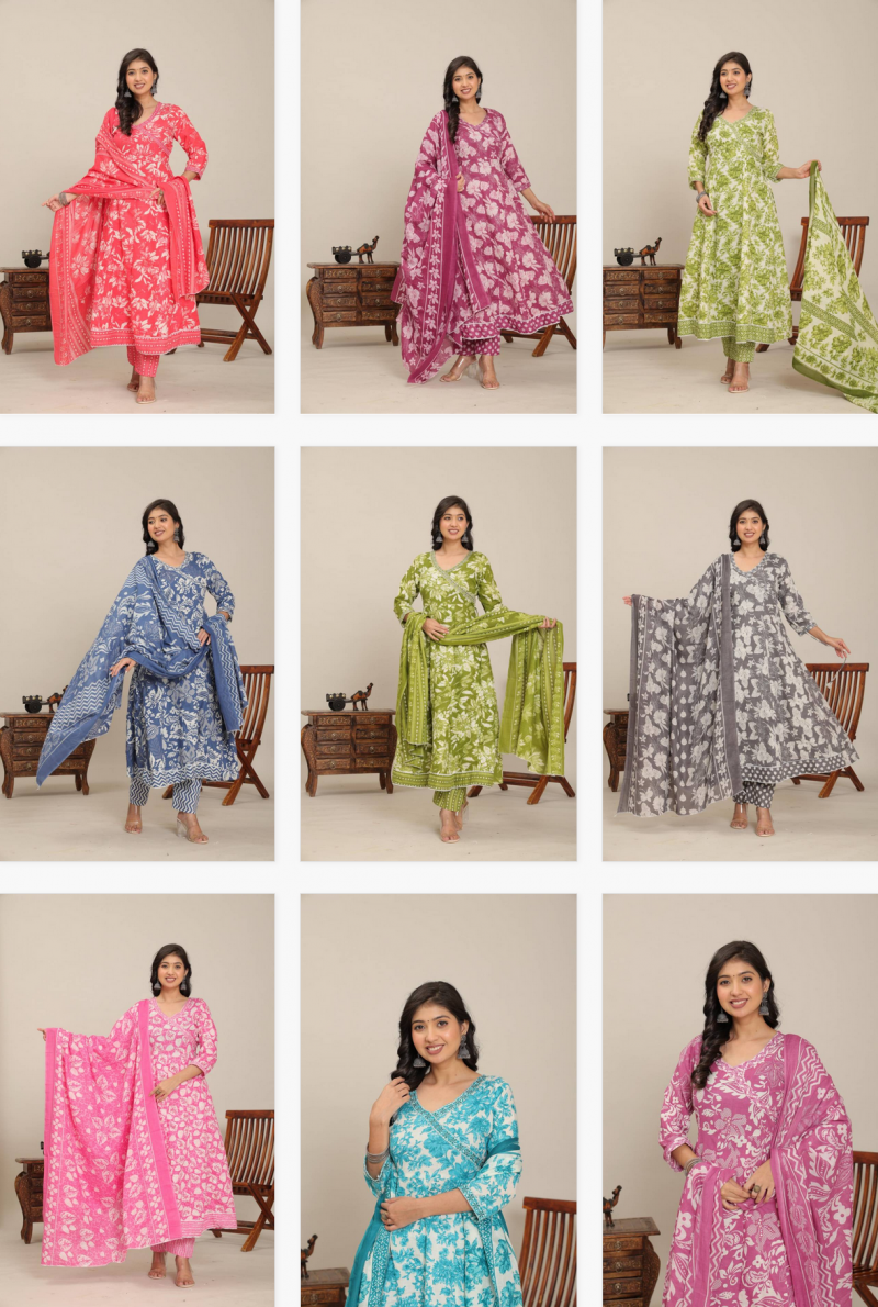 Jaipuri Flaired 01 Cotton Kurti Bottom With Dupatta Set - Image 5